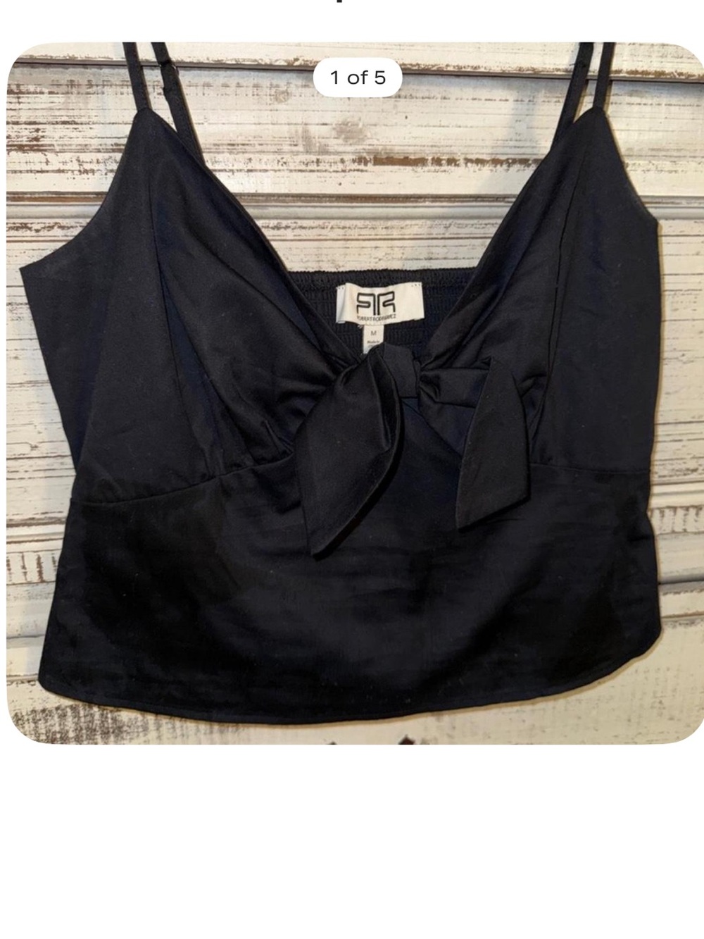 Robert Rodriguez Black Crop Tie-Front Top